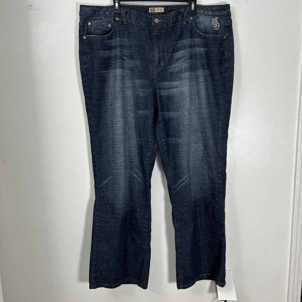 Y2K Faded Glory Women 24W Plus Stretch Jeans Medium Stone Embroidered 6396